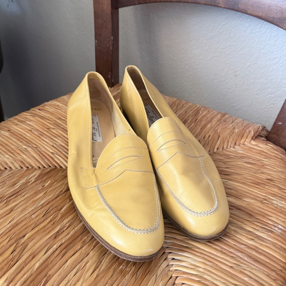 Gravati Wilkes Bashford Yellow Leather Penny Loafers Made in Italy Womens 9.5 M